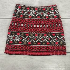 Red and Black Patterned Women's Skirt